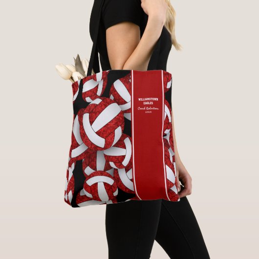 Rood wit volleybal einde seizoen team geschenken tote bag (Dichtbij)