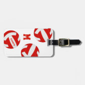 rood wit volleybalteam kleuren jongens jongens bagagelabel (Voorkant horizontaal)