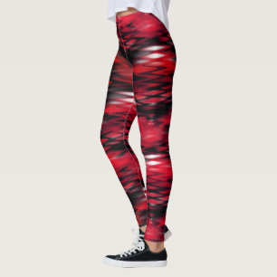Rood, wit vormend, abstract zigzag leggings