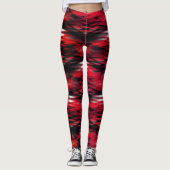 Rood, wit vormend, abstract zigzag leggings (Voorkant)
