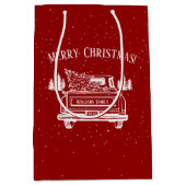  rood wit vrachtwagen vrolijk kerstfeest medium cadeauzakje (Voorkant)