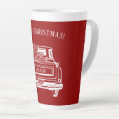 rood wit vrachtwagen vrolijke kerstnaam latte mok (Rechterhoek)