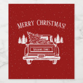  rood wit vrachtwagen vrolijke kerstnaam wijn etiket (Enkel label)
