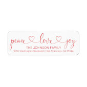 Rood Wit Vrede Liefde Vreugde Kerstmis Vakantie Etiket (Voorkant)