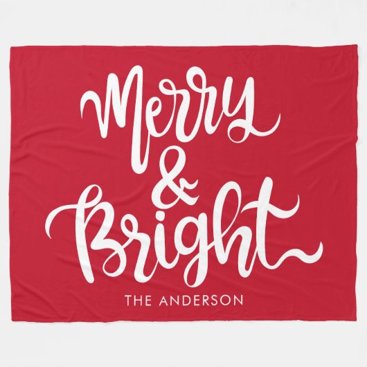 Rood & Wit Vrolijk en Helder Aangepaste Naam Fleece Deken (Voorkant (Horizontaal))