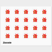Rood Wit Vrolijk Kerstcadeau Box Ronde Sticker (Vel)