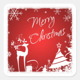 Rood Wit Vrolijk Kersthert, Sneeuwvlokken Sticker
