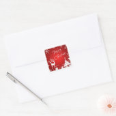Rood Wit Vrolijk Kersthert, Sneeuwvlokken Sticker (Envelop)