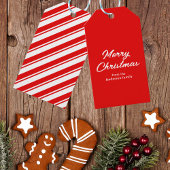 Rood Wit Vrolijk Kerstmis Aangepaste Naam Cadeaulabel