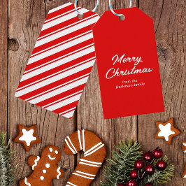Rood Wit Vrolijk Kerstmis Aangepaste Naam Cadeaulabel