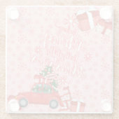 ROOD & WIT VROLIJK KERSTMIS AUTOBOOM CADEAUS GLAZEN ONDERZETTER (Achterkant)