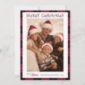 Rood & Wit Vrolijke Kerstfoto Feestdagenkaart (Voorkant)