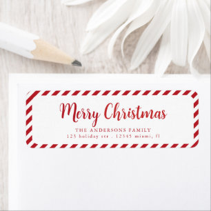 Rood Wit Vrolijke Kerststrepen Etiket