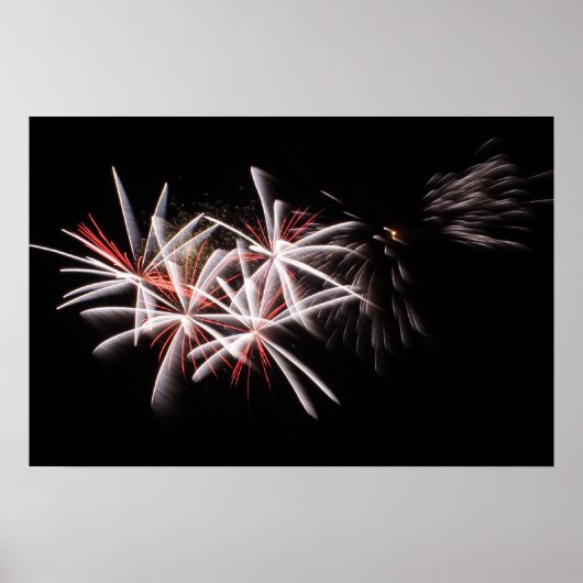 Rood Wit Vuurwerk Display Foto Poster (Voorkant)