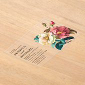 Rood Wit Waterverf Bloemenbruiloft Acryl Uitnodigingen (Laagn)