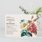 Rood Wit Waterverf Bloemenbruiloft Kaart (Staand voorkant)