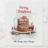  rood wit Waterverf Candy Cane Pannenkoek Wijn Etiket (Enkel label)