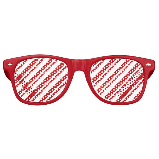 Rood & Wit Waterverf Candy Cane Stripes Retro Zonnebril (Voorkant)