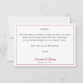 Rood & Wit Wees Mijn Beste Man Leuke Bow Stropdas Kaart (Achterkant)