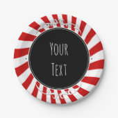 Rood & Wit Whimsical Fun Stripes Party Papieren Bordje (Voorkant)