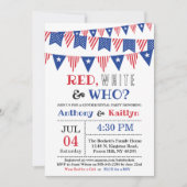 Rood, Wit & Wie? 4 juli Geslacht onthullen Partij Kaart (Voorkant)