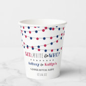 Rood, Wit & Wie? 4 juli Geslacht onthullen Partij Papieren Bekers (Voorkant)