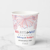 Rood, Wit & Wie? 4 juli Geslacht onthullen Partij Papieren Bekers (Achterkant)