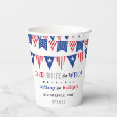 Rood, Wit & Wie? 4 juli Geslacht onthullen Partij Papieren Bekers (Achterkant)