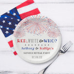 Rood, Wit & Wie? 4 juli Geslacht onthullen Partij Papieren Bordje<br><div class="desc">Vier in stijl met deze trendy 4th of July gender onthullen party paper borden. Het ontwerp is gemakkelijk te personaliseren met uw eigen formulering en uw familie en vrienden zullen blij zijn wanneer ze deze fantastische partij borden zien. Overeenkomende objecten vindt u in de collectie.</div>