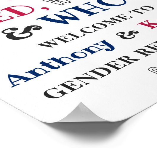 Rood, Wit & Wie? 4 juli Geslacht onthullen Partij Poster (Hoek)