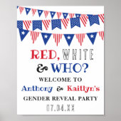 Rood, Wit & Wie? 4 juli Geslacht onthullen Partij Poster (Voorkant)