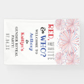 Rood, Wit & Wie? 4 juli Geslacht onthullen Partij Spandoek (Horizontaal)