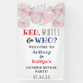 Rood, Wit & Wie? 4 juli Geslacht onthullen Partij Spandoek (Verticaal)