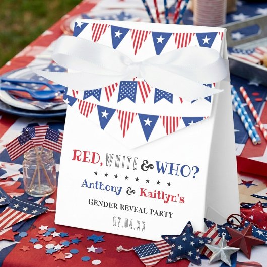Rood, Wit & Wie? 4 juli geslacht onthulling feest Bedankdoosjes
