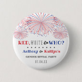 Rood, Wit & Wie? 4 juli geslacht onthulling feest Ronde Button 5,7 Cm (Voorkant)