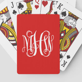 Rood wit wijnscript monogram DIY BG Pokerkaarten