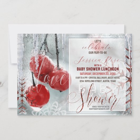 Rood Wit Winter Liefde Magic Baby shower Kaart (Voorkant)