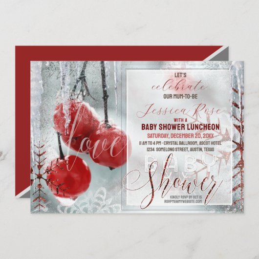 Rood Wit Winter Liefde Magic Baby shower Kaart (Voorkant / Achterkant)