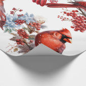 Rood Wit Winter Wonderland Kardinalen Kerstmis Cadeaupapier (Hoek)