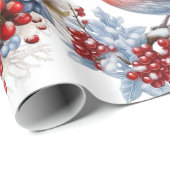 Rood Wit Winter Wonderland Kardinalen Kerstmis Cadeaupapier (Rol Hoek)