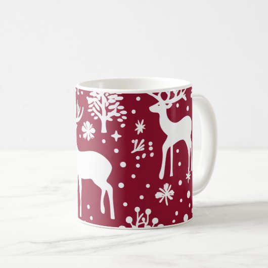 Rood & Wit Winter Wonderland rendieren Mok (Voorkant rechts)