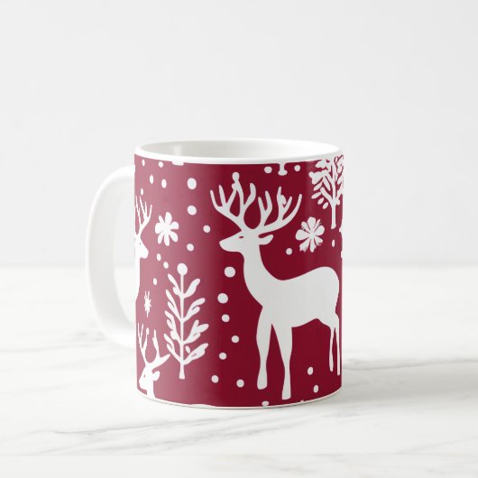 Rood & Wit Winter Wonderland rendieren Mok (Voorkant links)