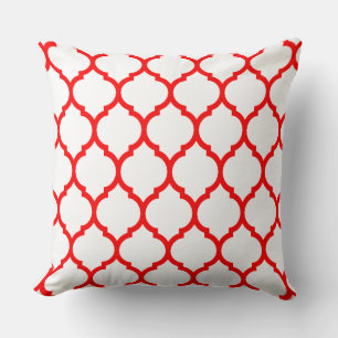 Rood Wit/Wit Rood Marokkaans Quatrefoil Patroon Kussen