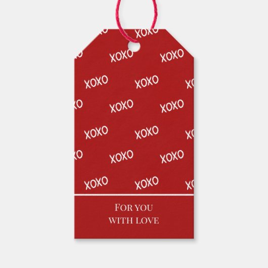 Rood Wit XOXO Liefde Cadeaulabel (Voorkant)