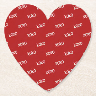 Rood Wit XOXO Love Knuffels Kusjes Kartonnen Onderzetters