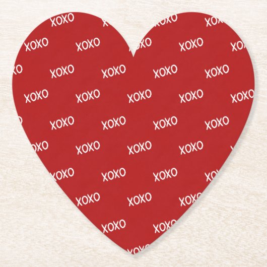 Rood Wit XOXO Love Knuffels Kusjes Kartonnen Onderzetters (Voorkant)