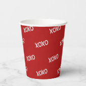 Rood Wit XOXO Love Knuffels Kusjes Papieren Bekers (Achterkant)