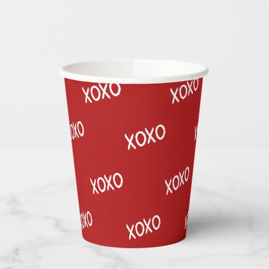 Rood Wit XOXO Love Knuffels Kusjes Papieren Bekers (Links)