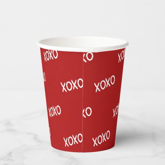 Rood Wit XOXO Love Knuffels Kusjes Papieren Bekers (Rechts)