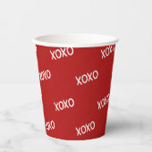 Rood Wit XOXO Love Knuffels Kusjes Papieren Bekers (Voorkant)